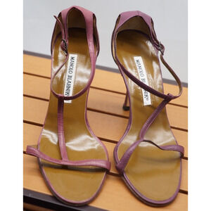 Merlot Manolo Blahnik strappy leather sandals with side buckle size 36